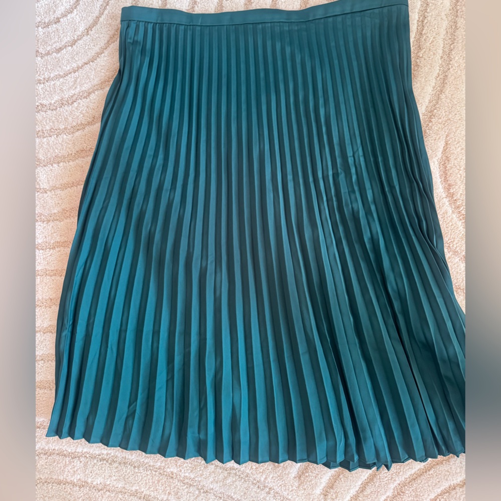 J. Crew Blue Midi Pleated A-Line Skirt
